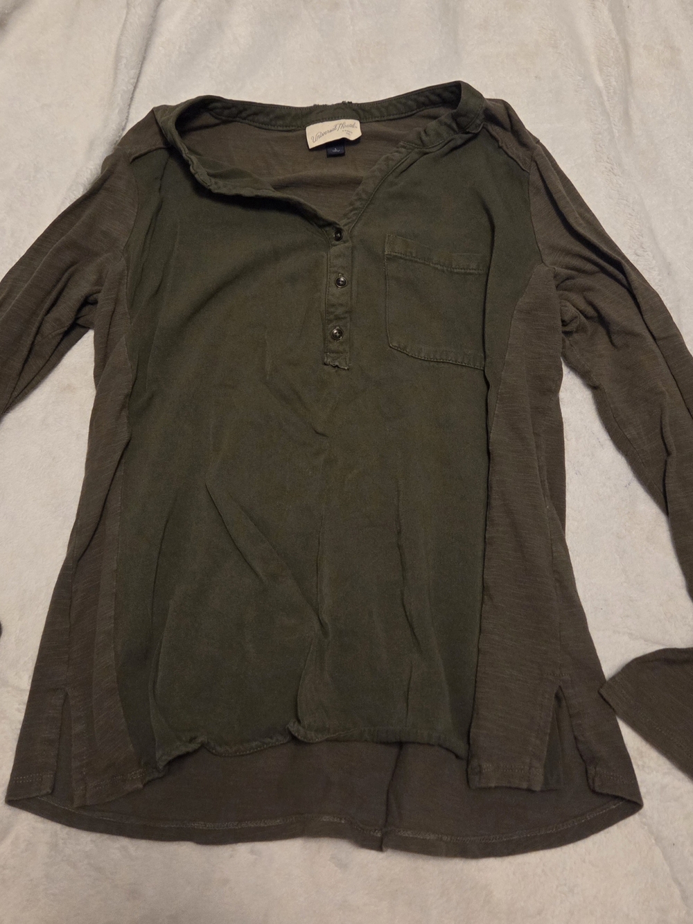 Universal Thread Olive Green Long Sleeve Henley Top